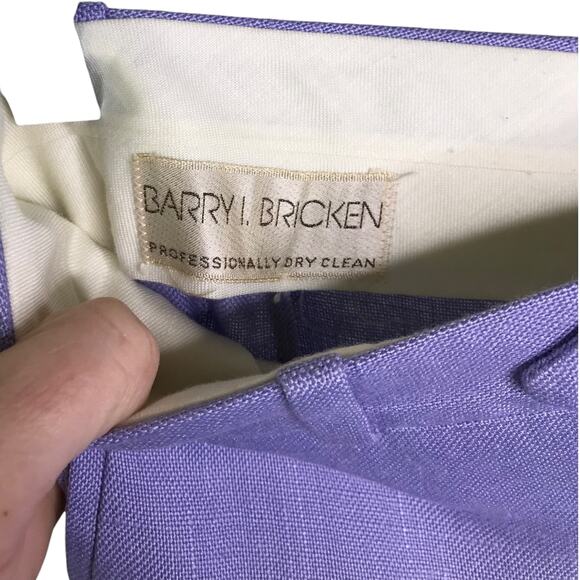Barry Bricken Pants Womens Sz US 12 Lavender Wool Classic Trouser Pleated Front - Picture 2 of 8